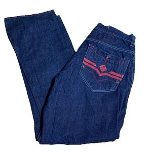 Parish Nation Mens Jeans Denim Blue Baggy Relax Straight Leg Mid Rise Size 32